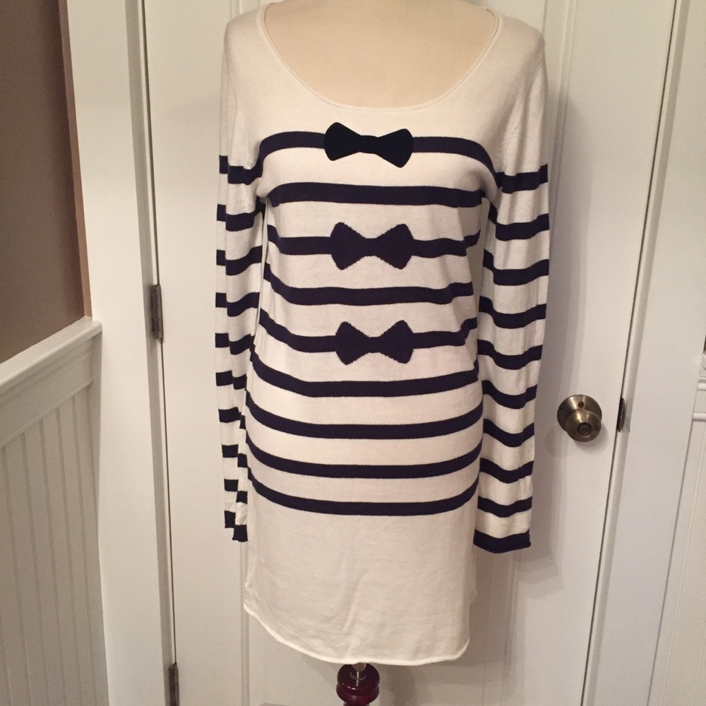 KARL MARC JOHN TOP TUNIC SWEATER WHITE BLUE Size XL fits M*